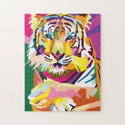 Colorful Pop Art Tiger Portrait Jigsaw Puzzle