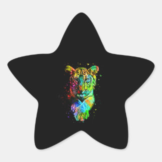 Colorful Pop Art Tiger Star Sticker