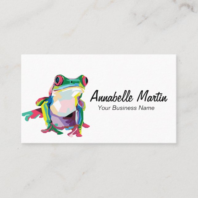 Colorful Pop Art Tree Frog Business Card (Front)
