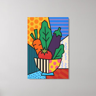 Colorful Pop Art Vegetable Canvas | Retro Kitchen Print