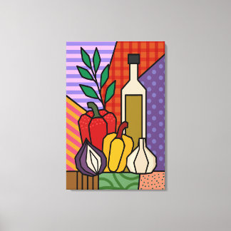 Colorful Pop Art Vegetable Canvas | Retro Kitchen Print