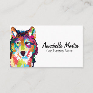 Colorful Pop Art Wolf Business Card