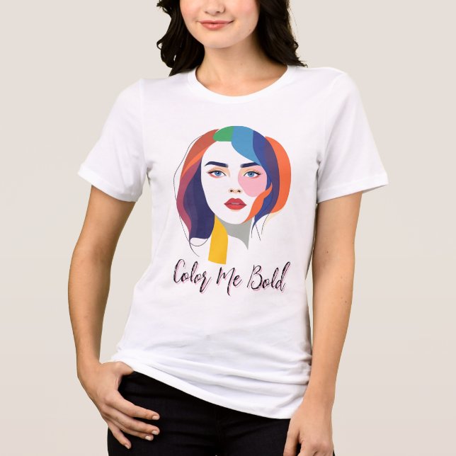 Colorful Pop Art Woman Tri-Blend Shirt (Front)