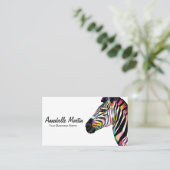 Colorful Pop Art Zebra Business Card (Standing Front)