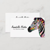 Colorful Pop Art Zebra Business Card (Front/Back)