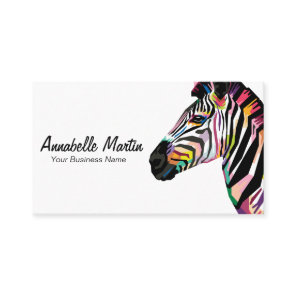 Colorful Pop Art Zebra Business Card