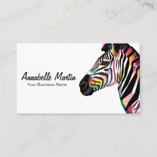 Colorful Pop Art Zebra Business Card