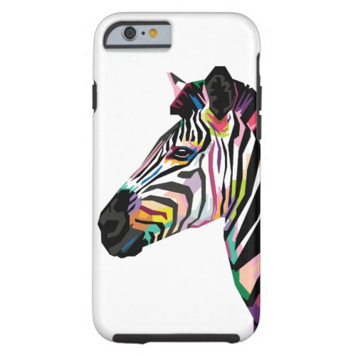 Colorful Pop Art Zebra on White Background Tough iPhone 6 Case