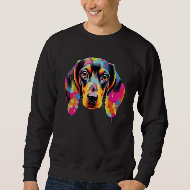 Colorful Pop Dachshund  Portrait Sweatshirt (Front)