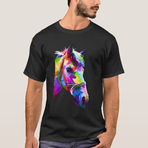 Colorful Pop Horse Portrait Horses T_Shirt