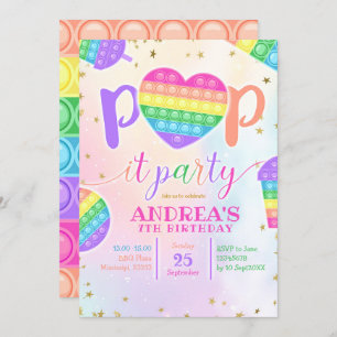 Colorful Pop it Birthday Party Invitation