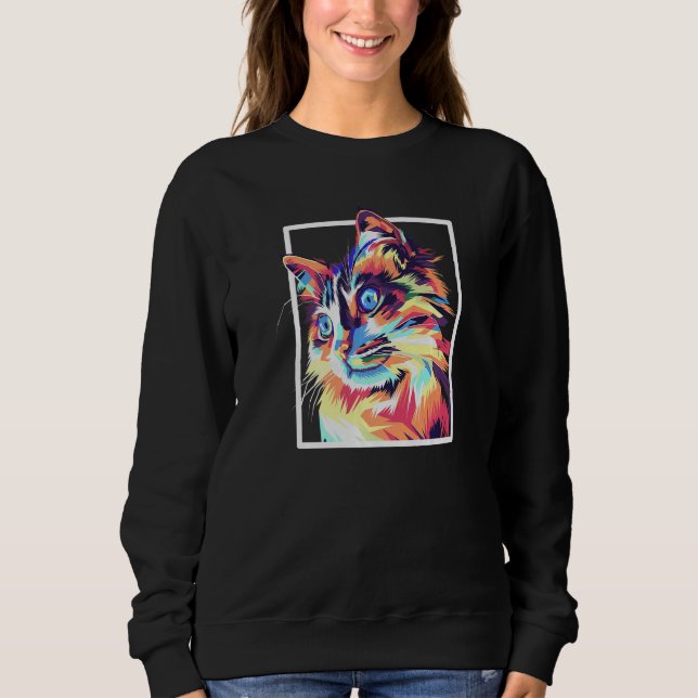 Colorful Pop Maine Coon Cat Sweatshirt (Front)