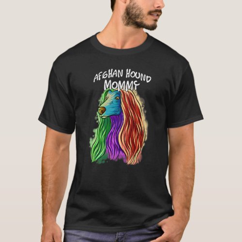 Colorful Pop Portrait Afghan Hound Dog Mom Mother T_Shirt