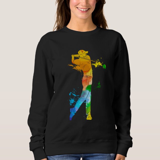 Colorful Pop Portrait Dad Golf Sweatshirt (Front)