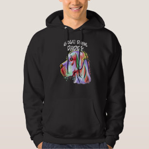 Colorful Pop Portrait Great Dane Dog Dad Father's  Hoodie