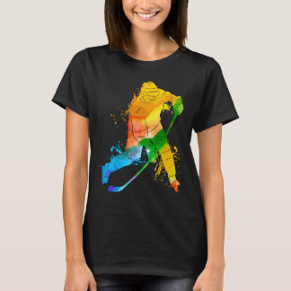 Colorful Pop Portrait Icehockey Player 1 T-Shirt