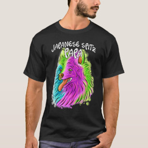 Colorful Pop Portrait Japanese Spitz Dog Dad Daddy T-Shirt
