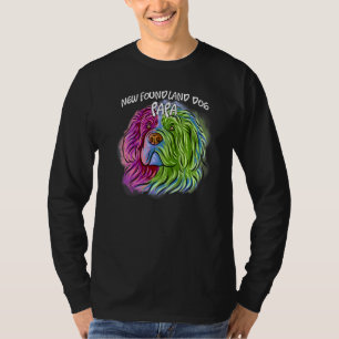 Colorful Pop Portrait Newfoundland Dog Dad Father' T-Shirt