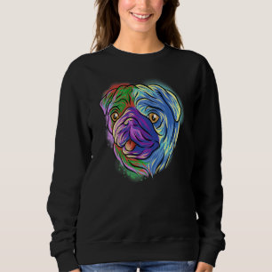 Colorful Pop Portrait Pug Dog Mom Mother's Day Dad Sweatshirt