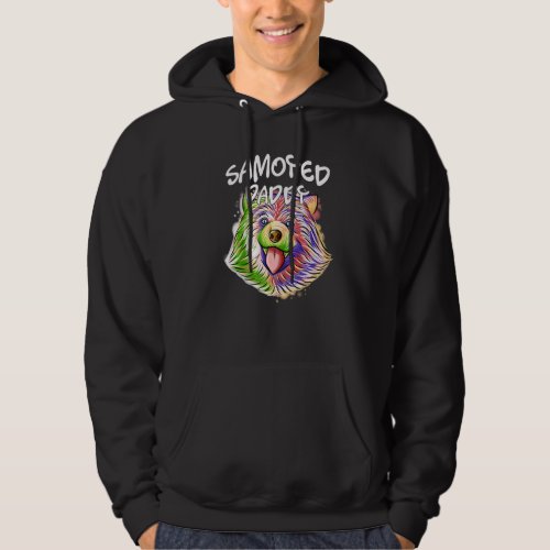 Colorful Pop Portrait Samoyed Dog Dad Daddy Father Hoodie