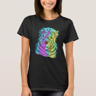 Colorful Pop Portrait Shar Pei Dog Mom Mother's Da T-Shirt