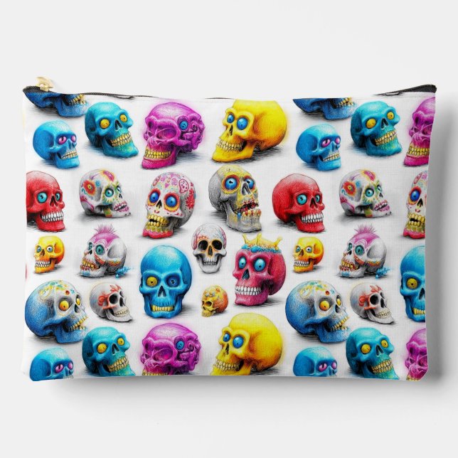 Colorful Pop Skull Pattern Accessory Pouch (Front)