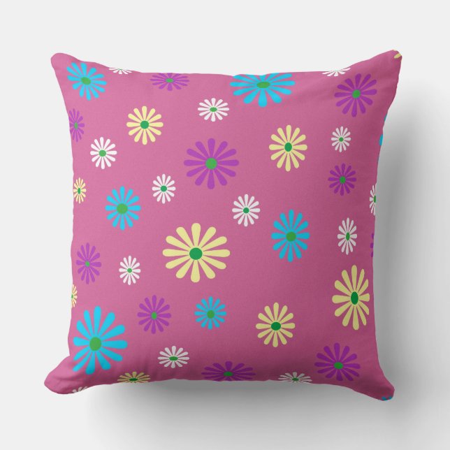 Colorful popart floral pattern pillow (Front)