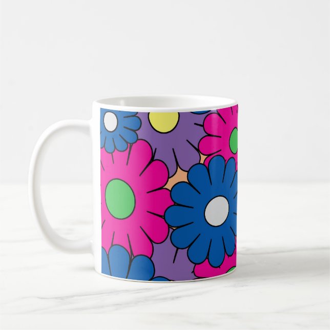 Colorful popart flower coffee mug (Left)