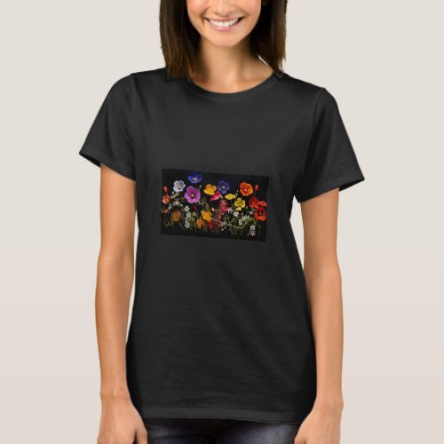 Colorful poppies and other flowers  T_Shirt