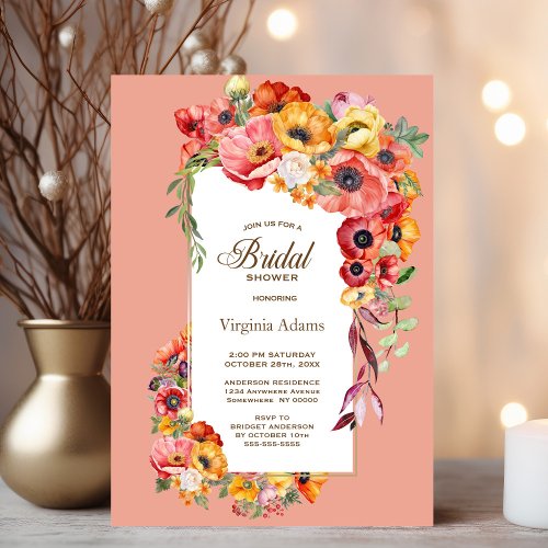 Colorful Poppies Bridal Shower Invitation