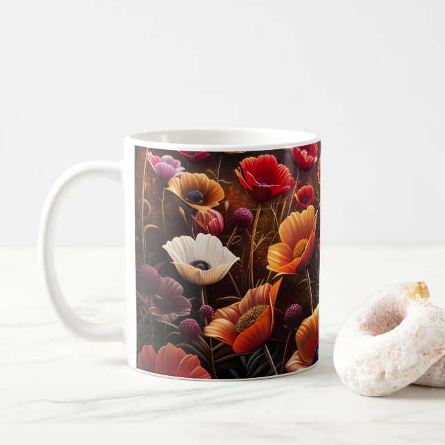 Colorful Poppies Coffee Mug (With Donut)
