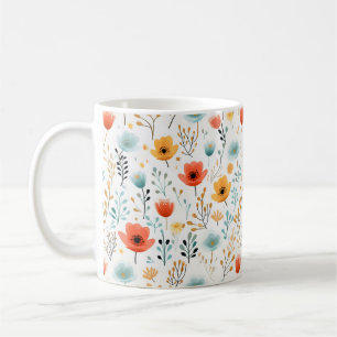 Colorful Poppies Floral Pattern Coffee Mug