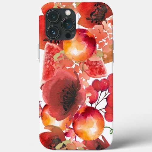 Colorful Poppies Fruit and Berries iPhone 13 Pro Max Case