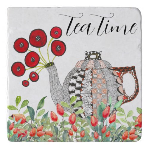 Colorful Poppies Tea Time Teapot Trivet