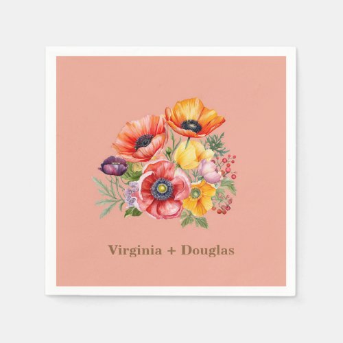 Colorful Poppies Wedding Napkins