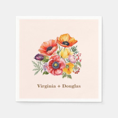 Colorful Poppies Wedding Napkins