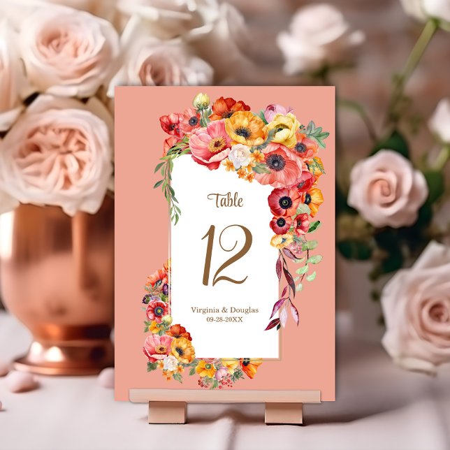 Colorful Poppies Wedding  Table Number (Creator Uploaded)