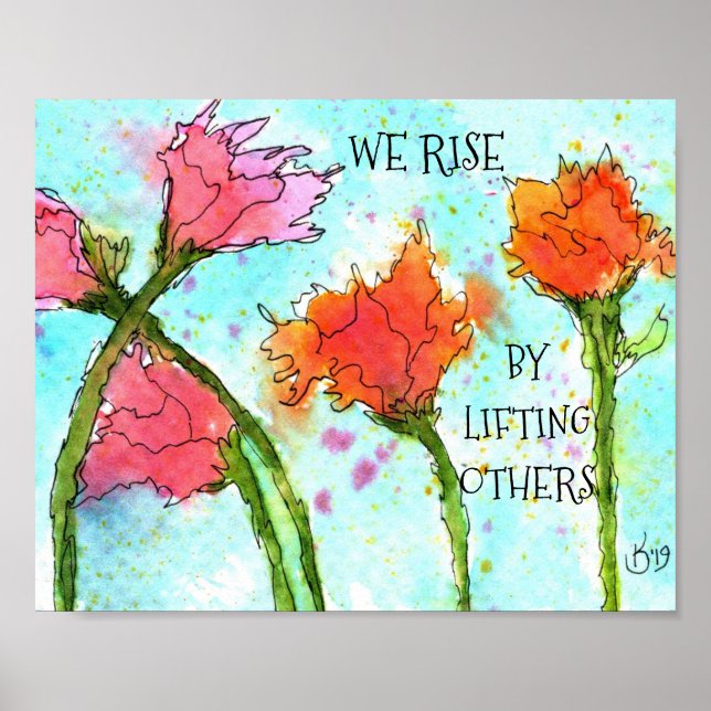 Colorful Poppies with Words Poster - 10"x8" (Front)