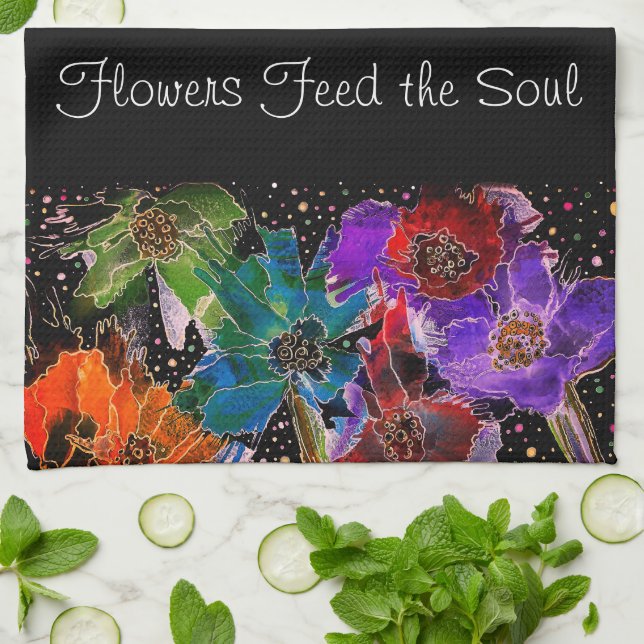 Colorful Poppy Flowers 1/2 Fold Kitchen Towel (Folded)