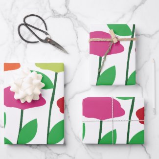 Colorful Poppy Flowers Baby Shower Birthday Wrapping Paper Sheets
