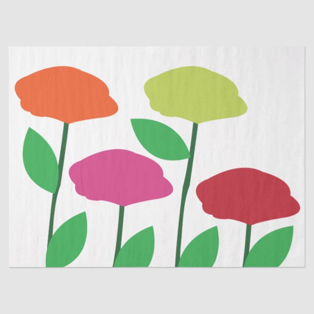 Colorful Poppy Flowers Floral Tissue Paper (Front)