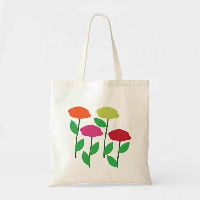 Colorful Poppy Flowers Floral Tote Bag (Front)