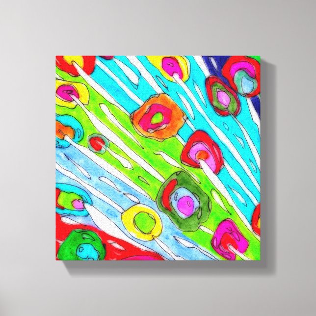 Colorful Poppy Flowers Wrapped Canvas - 10" x 10" (Front)