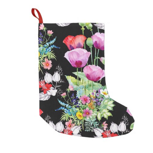 Colorful Poppy Summer Flowers Pattern Small Christmas Stocking