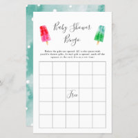 Colorful Popsicle Baby Shower Bingo Game