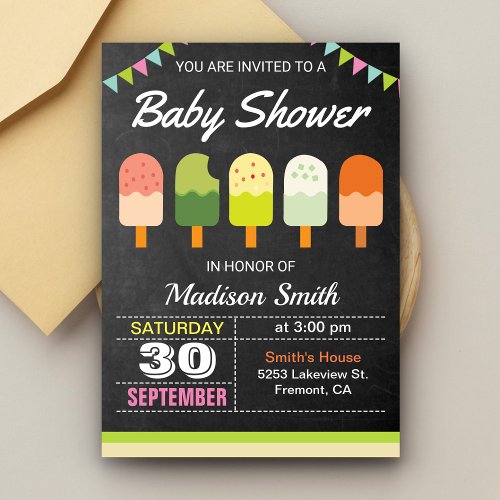 Colorful Popsicle Baby Shower Invitation