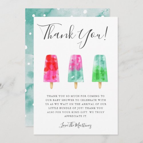 Colorful Popsicle Baby Shower Thank You