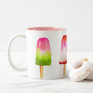 Colorful popsicle ice-block Summer art Two-Tone Coffee Mug