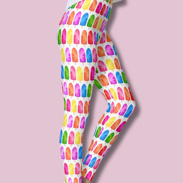 Colorful Popsicle Ice Lolly pattern Leggings (Ice lolly summer popsicle colorful leggings)