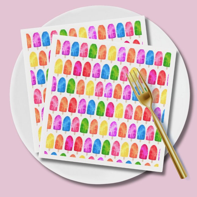 Colorful Popsicle Ice Lolly pattern Napkins (Ice lolly popsicle paper napkins)